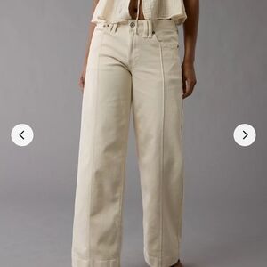 Cream Wide-Leg Pants